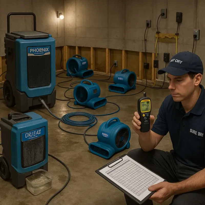 Structural Drying and Dehumidification process in Franklin, VA